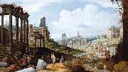 Willem van Nieulandt View of the Forum Romanum. oil on canvas